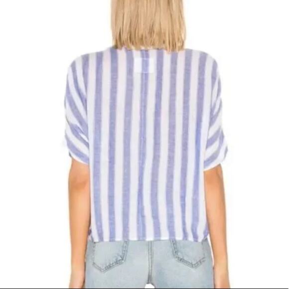 Rails Thea Button Down Top Tie Up in Pacifica Stripe Lage - Picture 2 of 10